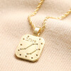 Back of Libra Crystal Square Zodiac Pendant Necklace in Gold