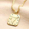 Back of Pisces Crystal Square Zodiac Pendant Necklace in Gold