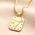 Back of Pisces Crystal Square Zodiac Pendant Necklace in Gold