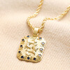 Pisces Crystal Square Zodiac Pendant Necklace in Gold
