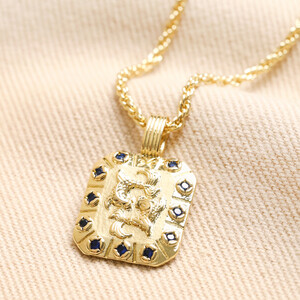 Square Zodiac Necklace With Ombre Crystal Edge Pisces