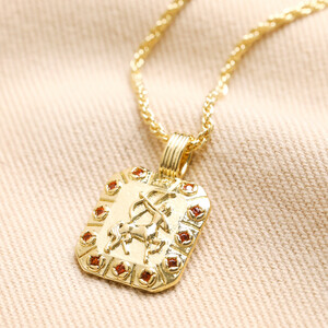 Square Zodiac Necklace With Ombre Crystal Edge Sagittarius