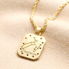 Back of Sagittarius Crystal Square Zodiac Pendant Necklace in Gold