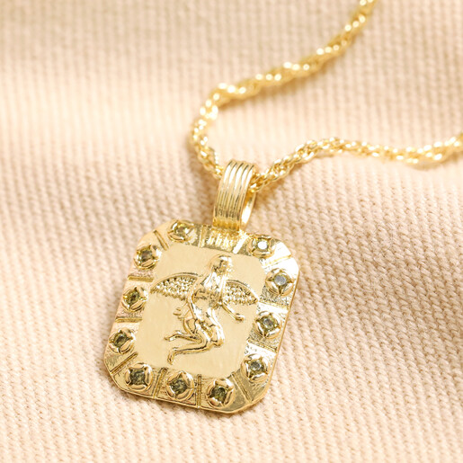 Virgo Necklace Virgo Crystal Square Zodiac Pendant Necklace in Gold