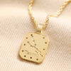 Back of Taurus Crystal Square Zodiac Pendant Necklace in Gold