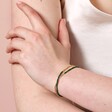 Green Semi-Precious Stone Layered Beaded Bracelet in Gold on Model