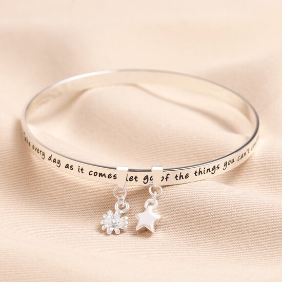 You Are Loved Meaningful Word Bangle in Silver