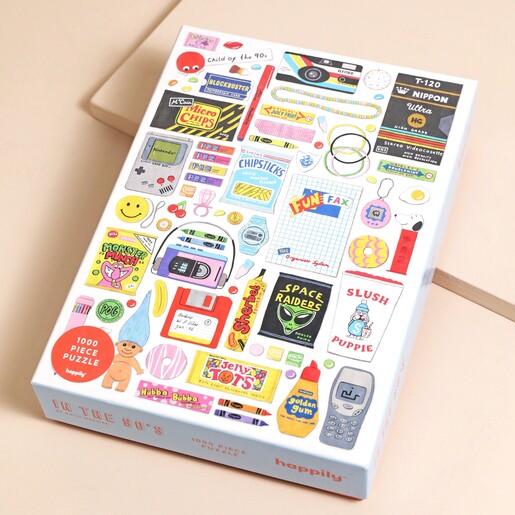 Child of the 90's 1000 Piece Jigsaw Puzzle on top of beige coloured backdrop