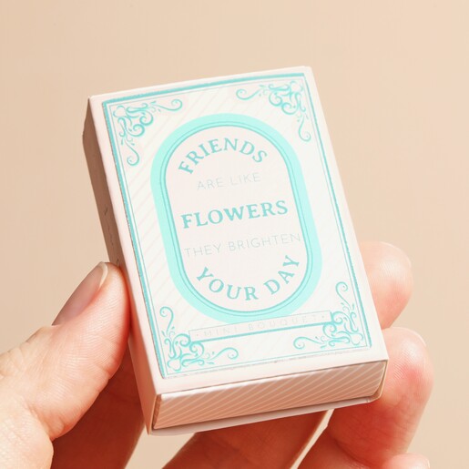 Friend Tiny Matchbox Dried Flower Posy Model Holding Friend Tiny Matchbox Dried Flower Posy