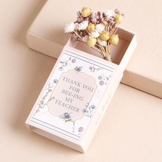 Thank You For Bee-ing My Teacher Dried Flower Matchbox Posy