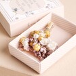 Inside Thank You For Bee-ing My Teacher Dried Flower Matchbox Posyfeaturing yellow, purple