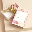 You're So Wonderful Tiny Matchbox Dried Flower Posy open showing back of packaging with to and from gifting lines