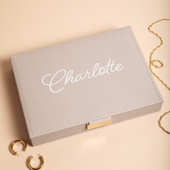Personalised Stackers Classic Jewellery Box in Taupe