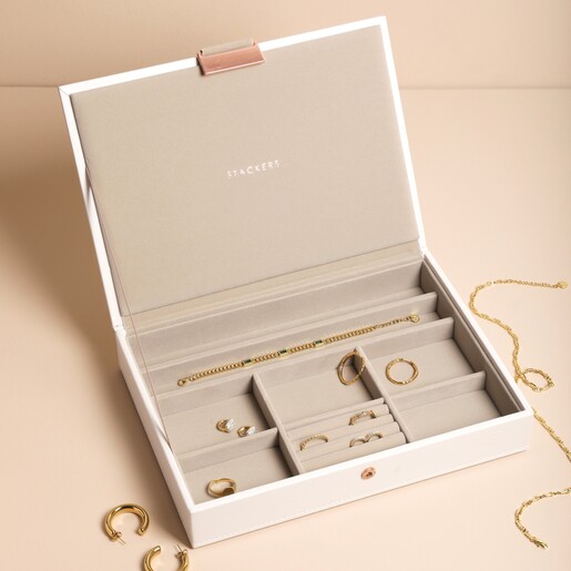 Personalised Stackers Classic Jewellery Box in White