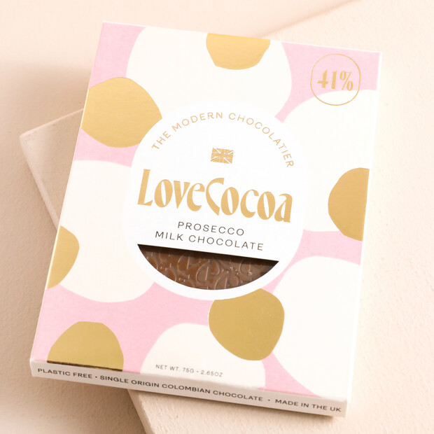 Love Cocoa Prosecco 41% Milk Chocolate Bar Love Cocoa Prosecco 41% Milk Chocolate Bar