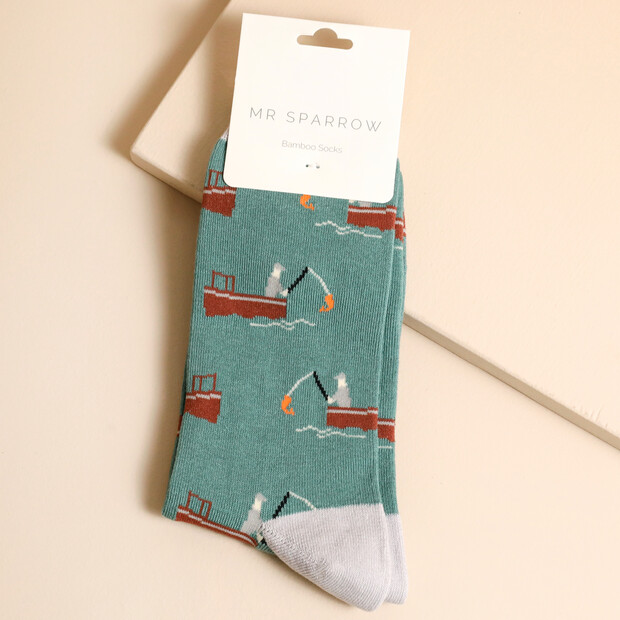 Mr Sparrow Men's Bamboo Gone Fishing Socks