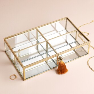 Large Glass Jewellery Box in Gold