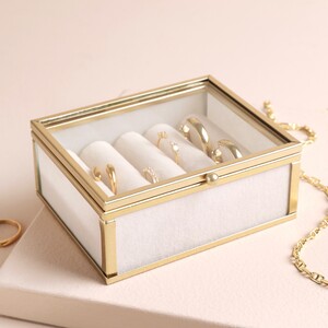 Mini Glass Jewellery Box in Gold