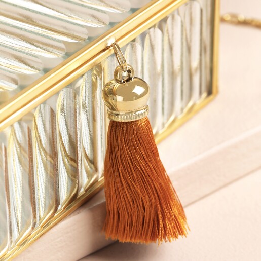 Large Ribbed Glass Jewellery Box in Gold