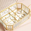 Four Compartments of Large Ribbed Glass Jewellery Box in Gold