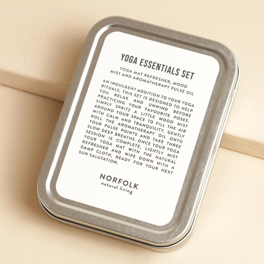 Front of tin on Norfolk Natural Living Yoga Essentials Kit 