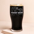 Personalised 'Daddy Bear' Engraved Pint Glass against beige backdrop