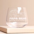 Personalised 'Daddy Bear' Whiskey Glass against beige background