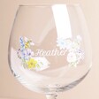 Close Up of Personalisation on Personalised Floral Bee Gin Glass