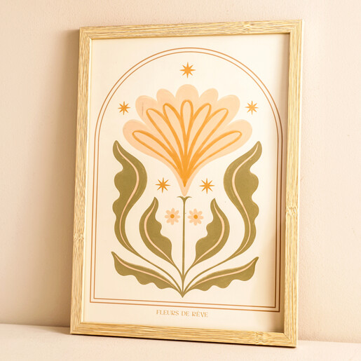 Nima Nima Studio Fleurs De Rêve A4 Print inside of frame against beige backdrop