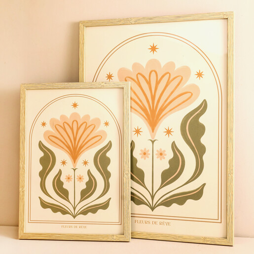 Nima Nima Studio Fleurs De Rêve A4 Print with A3 print both in frames against neutral backdrop