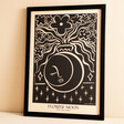 Nima Nima Studio Flower Moon A4 Print in frame against beige coloured backdrop