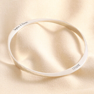 Personalised Hammered Sterling Silver Twisted Bangle