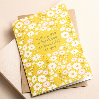 Ohh Deer Yellow Flower Beautiful Birthday Card 