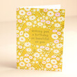 Ohh Deer Yellow Flower Beautiful Birthday Card  Standing on Beige Surface 