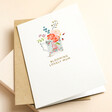 Ohh Deer Blooming Lovely Mum Greetings Card on top of envelope with beige backdrop