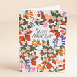 Ohh Deer Happy Anniversary Floral Greetings Card Standing on Beige Surface 
