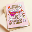 Ohh Deer Partner in Wine Birthday Card on top of brown envelope