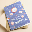 Ohh Deer Welcome To The World Greetings Card on Beige Surface