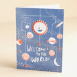 Ohh Deer Welcome To The World Greetings Card Standing on Beige Surface