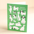 Ohh Deer Yappiest Dogs Green Birthday Card standing in front of beige coloured backdrop
