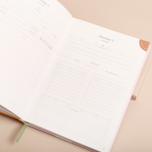Papier Follow The Sun Travel Journal open on inside page