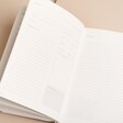 Papier Mushrooms Recipe Journal open showing inside pages against beige backdrop