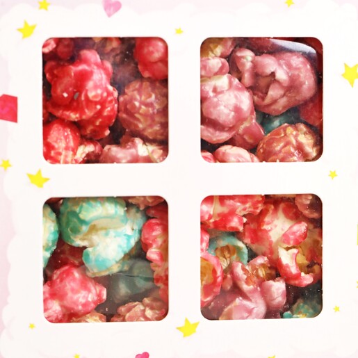 Close up of popcorn inside of Popcorn Shed Unicorn Gourmet Popcorn