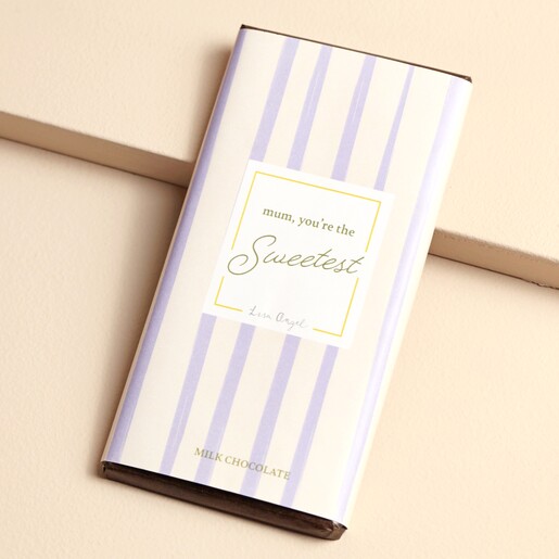 Sweetest Mum Milk Chocolate Bar against beige coloured background