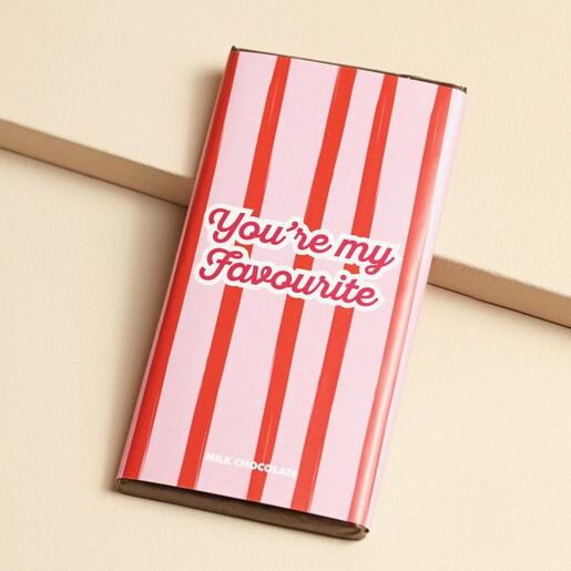 You're My Favourite Milk Chocolate Bar on top of beige coloured backdrop