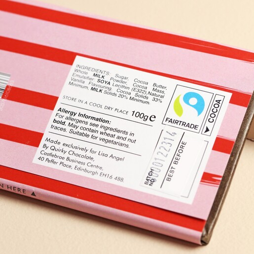 Close up of ingredients in You're My Favourite Milk Chocolate Bar