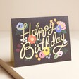 Rifle Paper Co. Vintage Blossoms Birthday Card Standing on Beige Surface