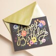 Rifle Paper Co. Vintage Blossoms Birthday Card With Envelope on Beige Surface