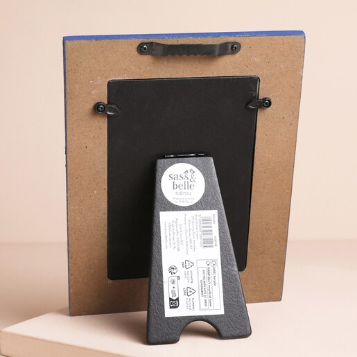 Back of Sass & Belle Blue Willow Photo Frame Stand and Hanger