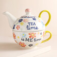 Sass & Belle Folk Floral Tea For One Teapot and Mug Set against beige coloured backdrop